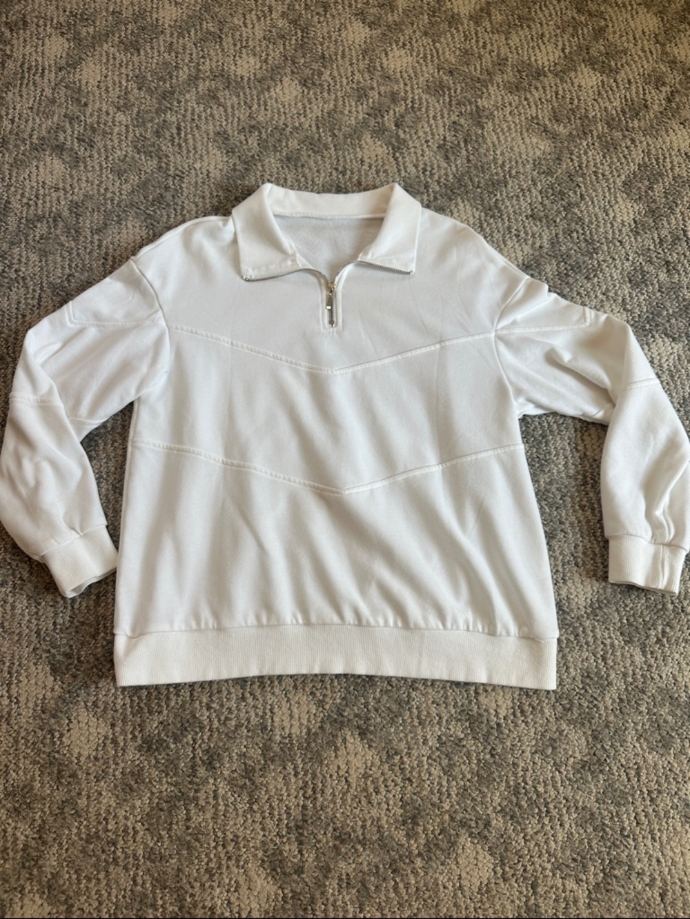 White Quarter-Zip Pullover Sweater